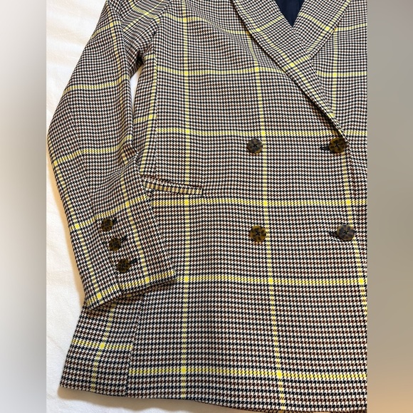 Scotch & Soda Plaid Double Breasted Blazer Brown Yellow Women’s Small NWOT - Picture 6 of 9